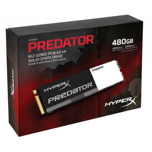 Твердотельный диск 480GB Kingston SSDNow HyperX Predator, M.2, PCI-E 2.0 x4, MLC [R/W - 1400/1000 MB/s]
